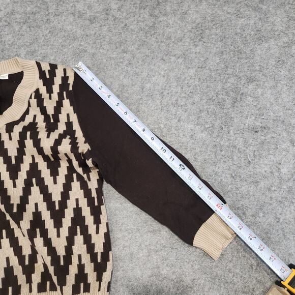 L.A.M.B. Gwen Stefani Womens L Large Cotton Cashmere Knit Zig Zag V Neck Sweater - Picture 8 of 12